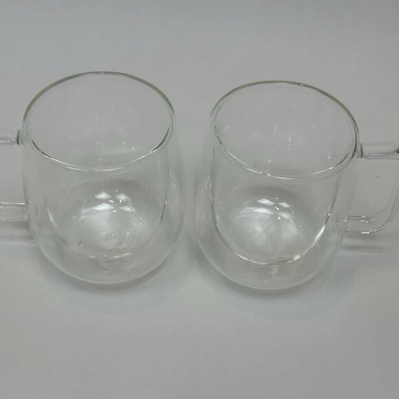 NEW 2 Williams Sonoma Double-Wall Glass Coffee Mugs - Picture 7 of 11